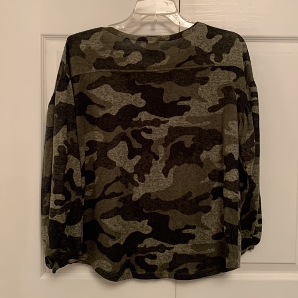 NWT MODA Camouflage CAMO Top Balloon & Quarter Length Sleeves - Picture 4 of 11